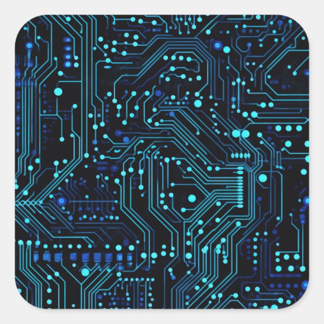 Circuit Board design illustration Cushion Square Sticker (Front)