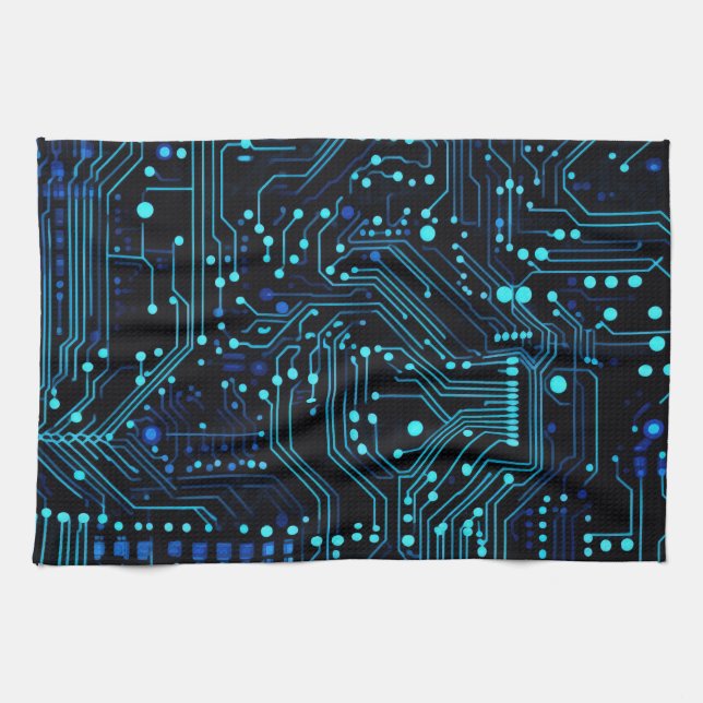 Circuit Board design illustration Cushion Tea Towel (Horizontal)