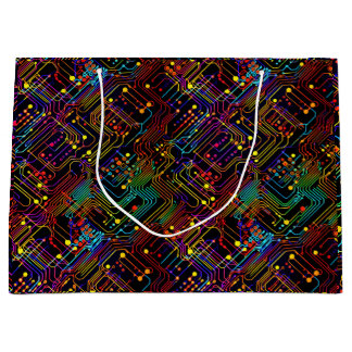 Circuit Board design illustration Large Gift Bag