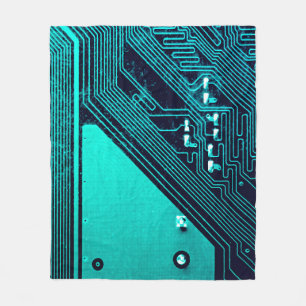 Circuit board. Electronic computer hardware techno Fleece Blanket