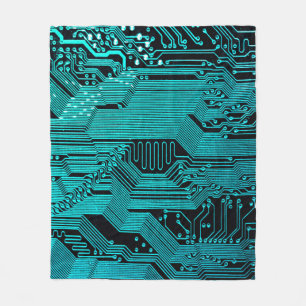 Circuit board. Electronic computer hardware techno Fleece Blanket