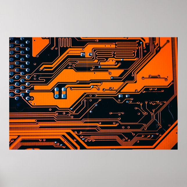 Circuit board. Electronic computer hardware techno Poster (Front)