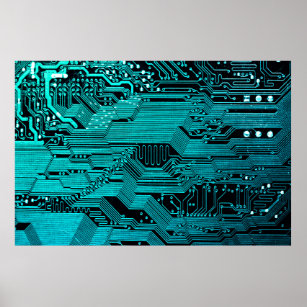 Circuit board. Electronic computer hardware techno Poster