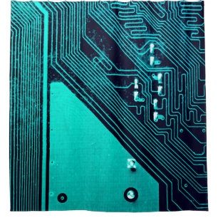 Circuit board. Electronic computer hardware techno Shower Curtain