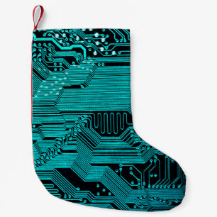 Circuit board. Electronic computer hardware techno Small Christmas Stocking