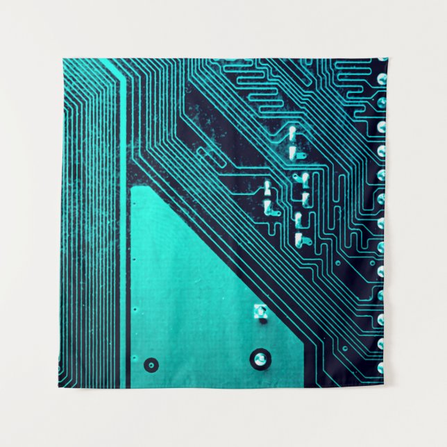 Circuit board. Electronic computer hardware techno Tapestry (Front)