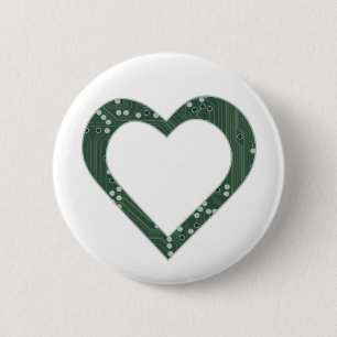 Circuit board Heart 6 Cm Round Badge