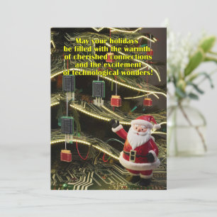 Circuit board-inspired christmas tree holiday card