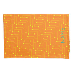 Circuit Board Kids NAME Modern Gaming Tech Decor Pillowcase