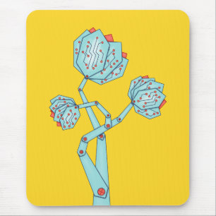 Circuit Board Mechanical Flowers Geek Girl Mouse Mat