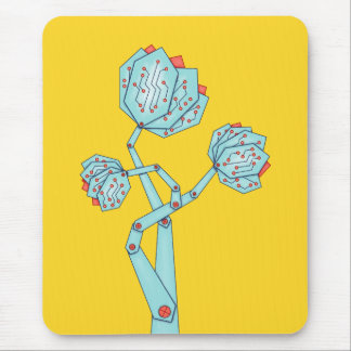 Circuit Board Mechanical Flowers Geek Girl Mouse Mat
