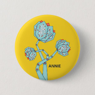 Circuit Board Mechanical Flowers Geek Girl Name 6 Cm Round Badge