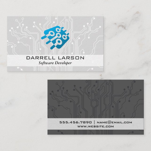 Circuit Board | Microchip Tech Logo Business Card (Front/Back)