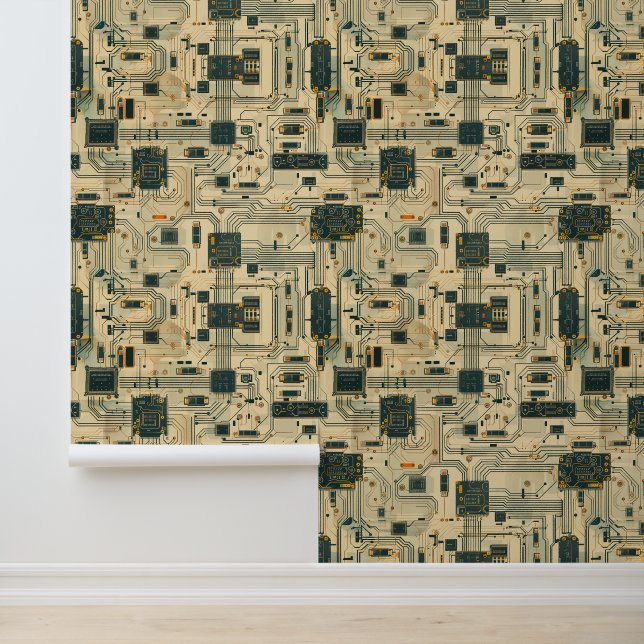 Circuit Board Modular Synth Peel and Stick Wallpaper (Application)