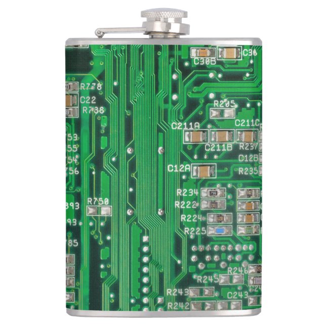 Circuit Board Painting Hip Flask (Front)