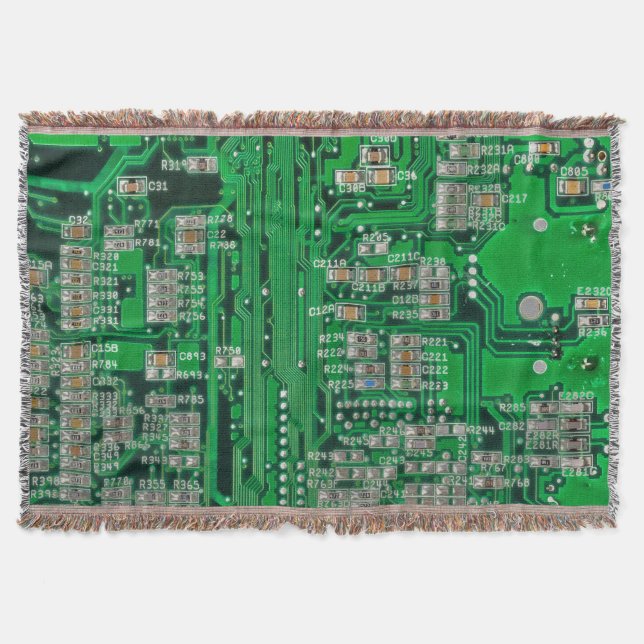 Circuit Board Painting Throw Blanket (Front)