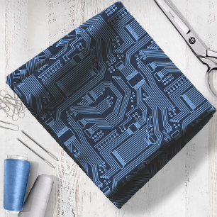 Circuit Board Pattern Blue ID245 Fabric