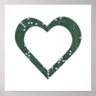 Circuit board Pattern Heart Poster