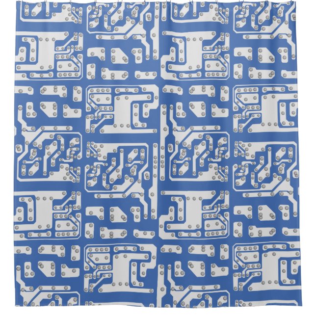 Circuit board pattern shower curtain (Front)