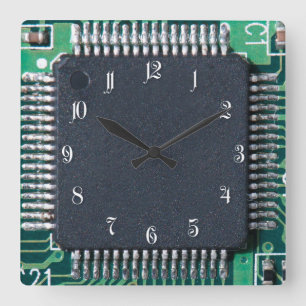 Circuit board square wall clock