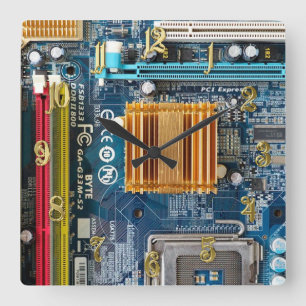 Circuit board square wall clock