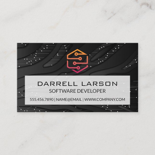 Circuit Board | Technology Logo Business Card (Front)
