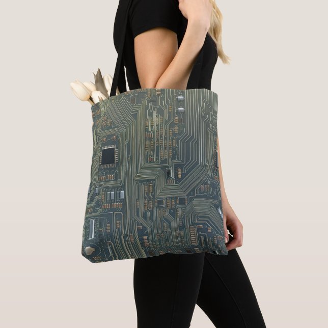 Circuit Board Tote Bag (Close Up)