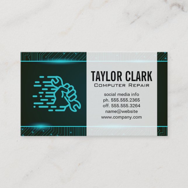 Circuit Board | Wrench in Hand Business Card (Front)