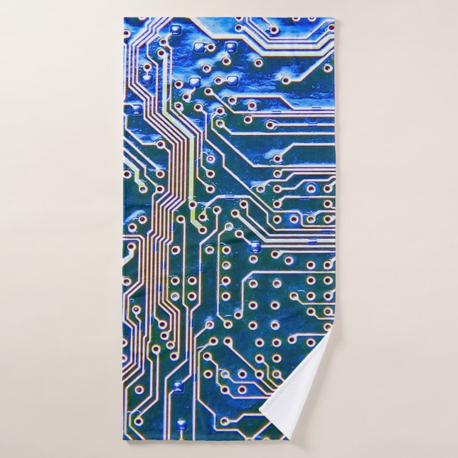 Circuit Boardboard,computer,blue,capacitor,chip,ci Bath Towel (Bath Towel)