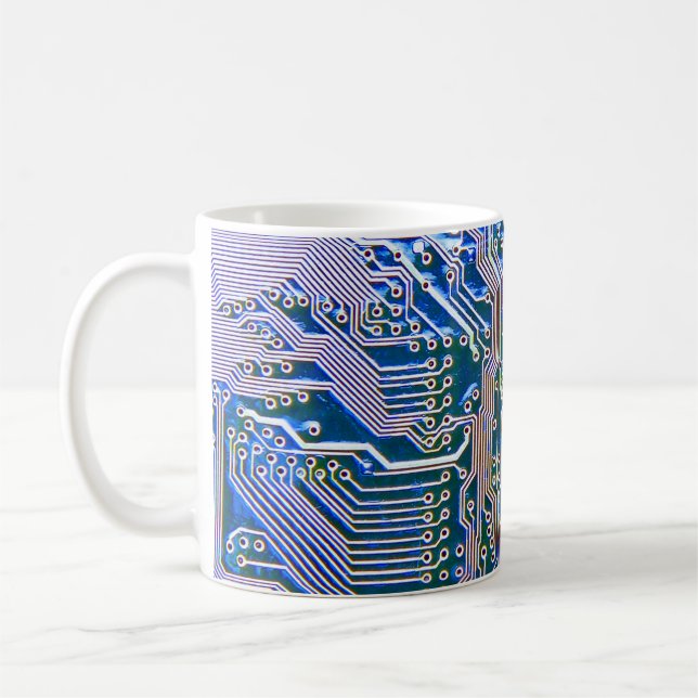 Circuit Boardboard,computer,blue,capacitor,chip,ci Coffee Mug (Left)