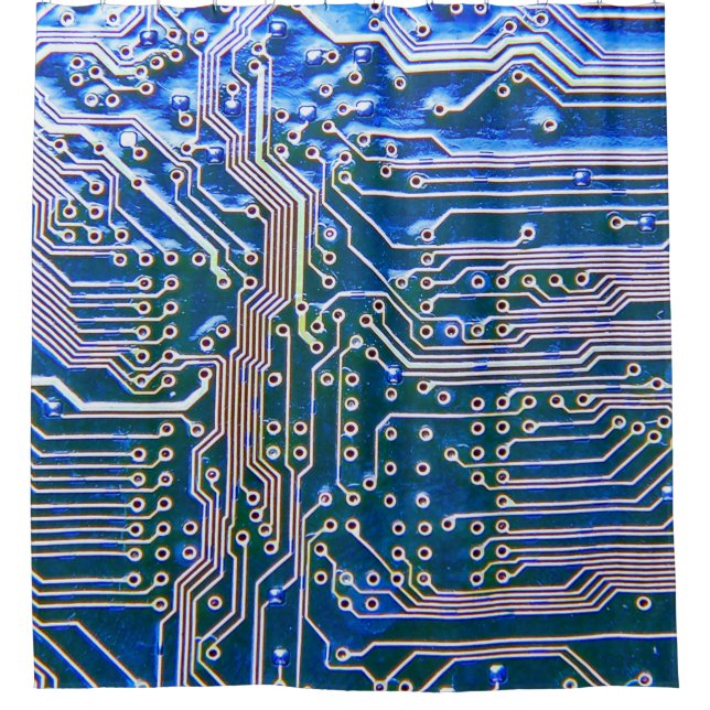 Circuit Boardboard,computer,blue,capacitor,chip,ci Shower Curtain (Front)