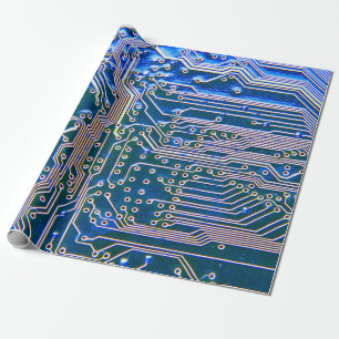 Circuit Boardboard,computer,blue,capacitor,chip,ci Wrapping Paper