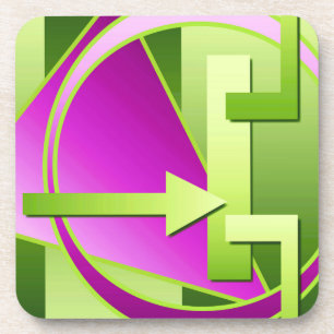 "Circuit Diagram" digital art print, lime green Coaster