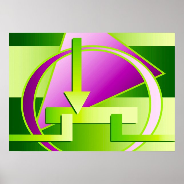 "Circuit Diagram" digital art print, lime green Poster (Front)