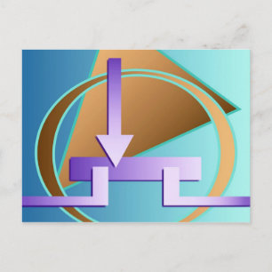 "Circuit Diagram" digital art print, turquoise Postcard
