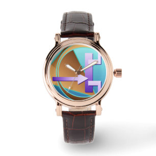 "Circuit Diagram" digital art print, turquoise Watch