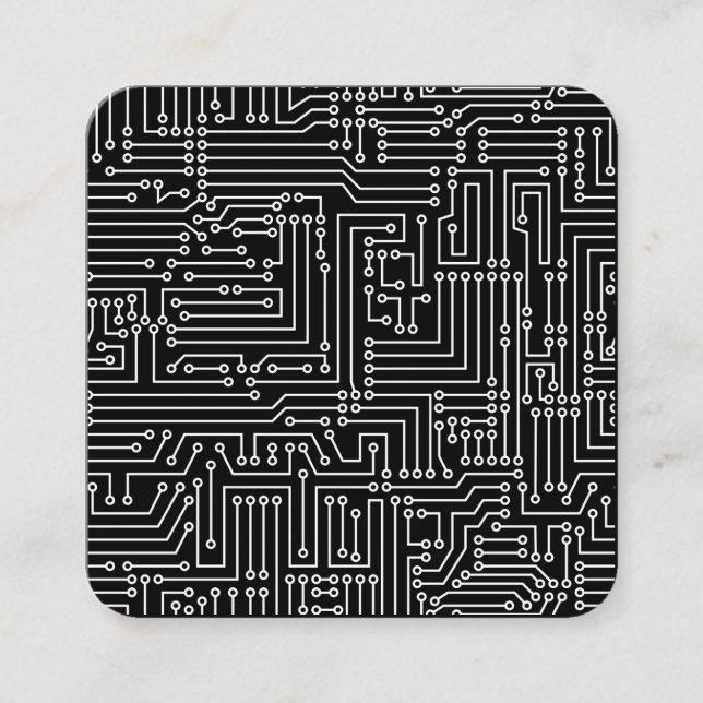 Circuit Diagram - White on Black Square Business Card (Front)