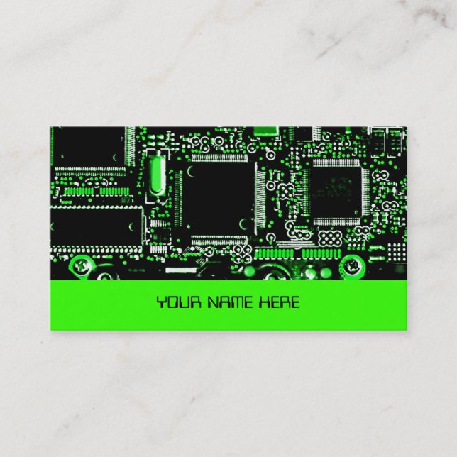 Circuit Green 2 business card template green (Front)