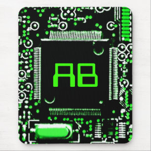 Circuit Green 2 monogram mouspad Mouse Mat