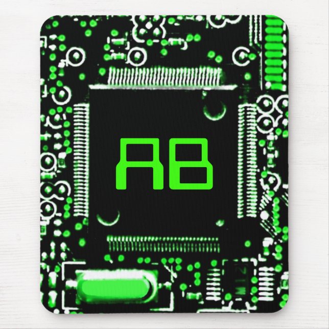 Circuit Green 2 monogram mouspad Mouse Mat (Front)