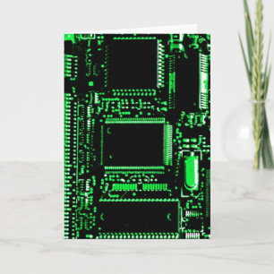 Circuit Green greetings card portrait