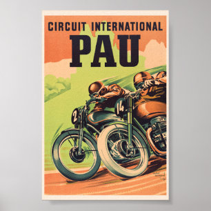 Circuit international de Pau France Vintage Poster