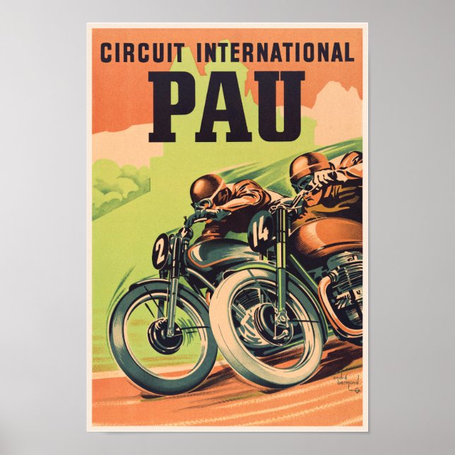 Circuit international de Pau France Vintage Poster (Front)