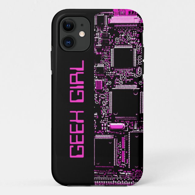 Circuit Pink "Geek Girl" iPhone case black (Back)