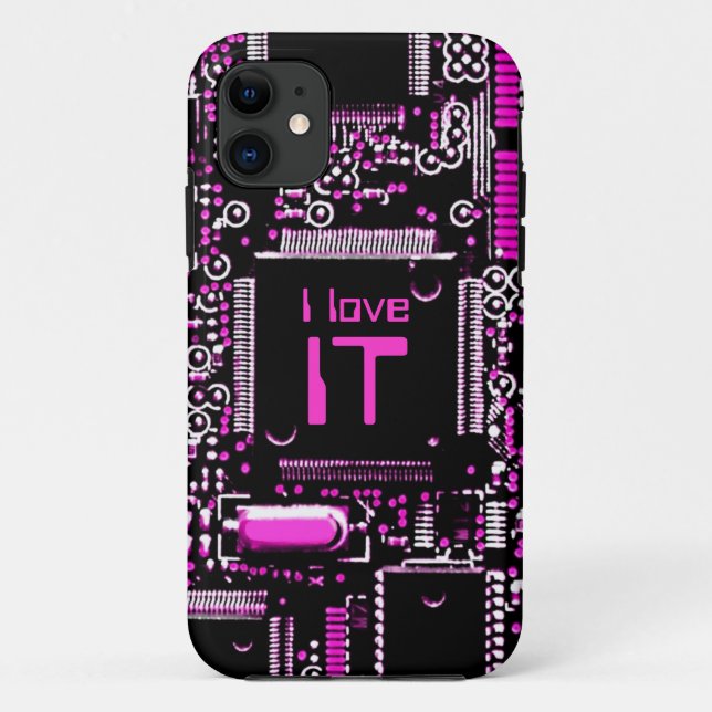 Circuit Pink 'I love IT' iPhone case (Back)