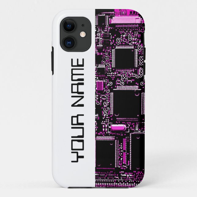 Circuit Pink "Name" iPhone case white (Back)