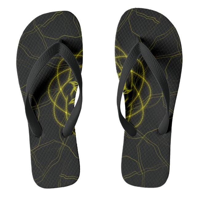 Circuit Pulse – Futuristic Fractal Art Flip Flops (Footbed)