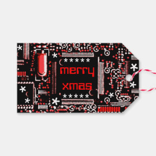 Circuit Red 2 'Merry Xmas' text back Gift Tags