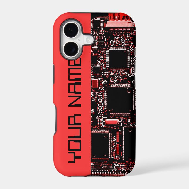 Circuit Red 2 "Name" iPhone case side red (Back)