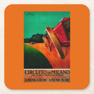 Circuito Di Milano Vintage PosterEurope Square Paper Coaster